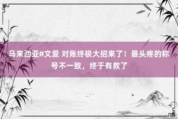 马来西亚#文爱 对账终极大招来了！最头疼的称号不一致，终于有救了