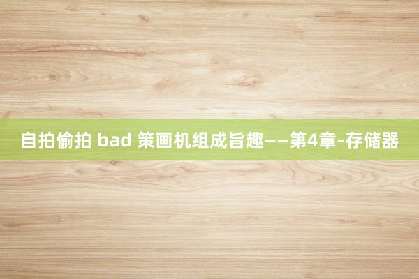 自拍偷拍 bad 策画机组成旨趣——第4章-存储器